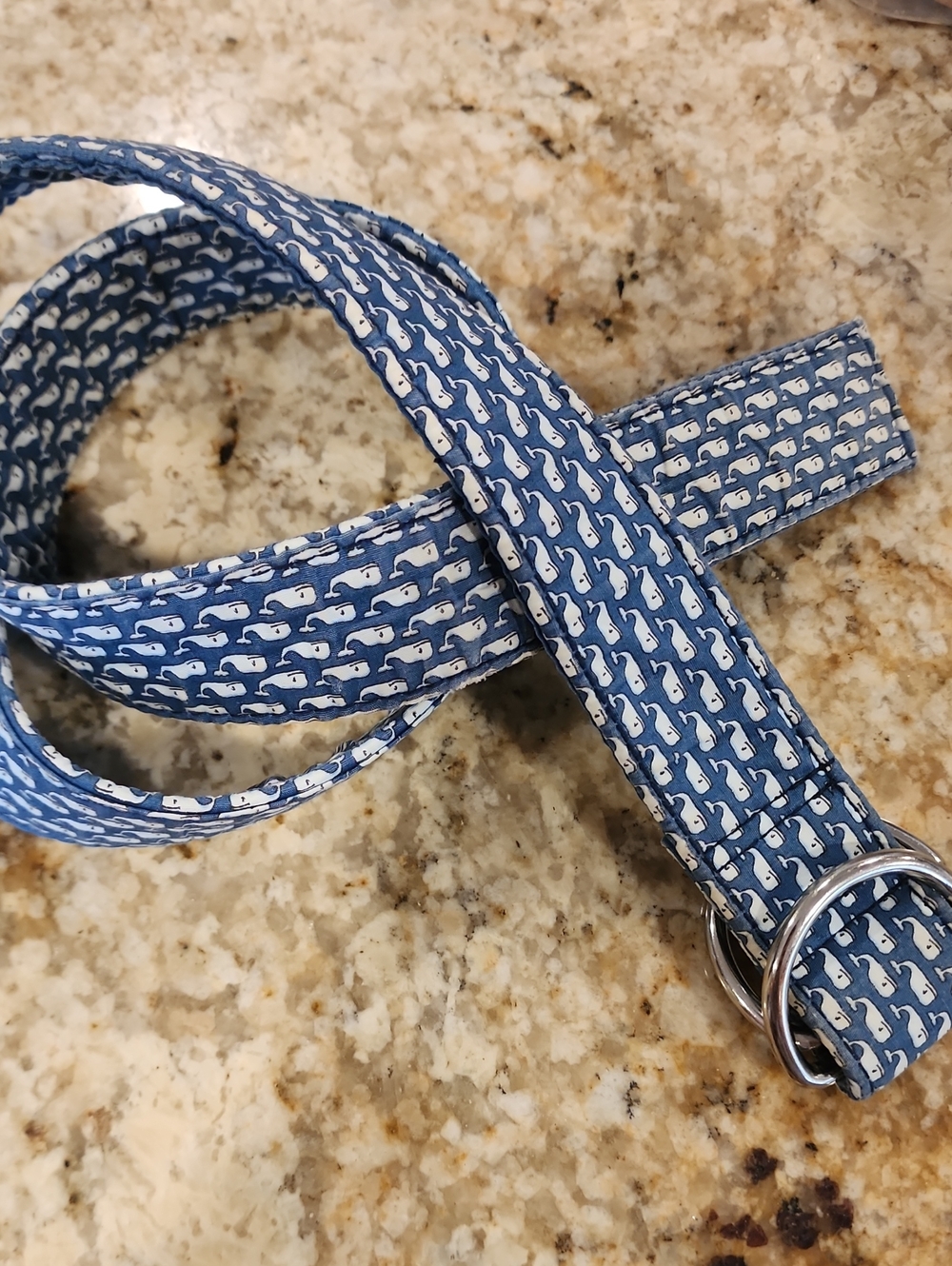 Vineyard Vines Navy Belt with White Whale Pattern